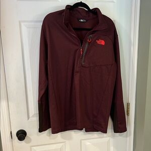 The North Face Men's Dark Red Quarter Zip Performance Jacket